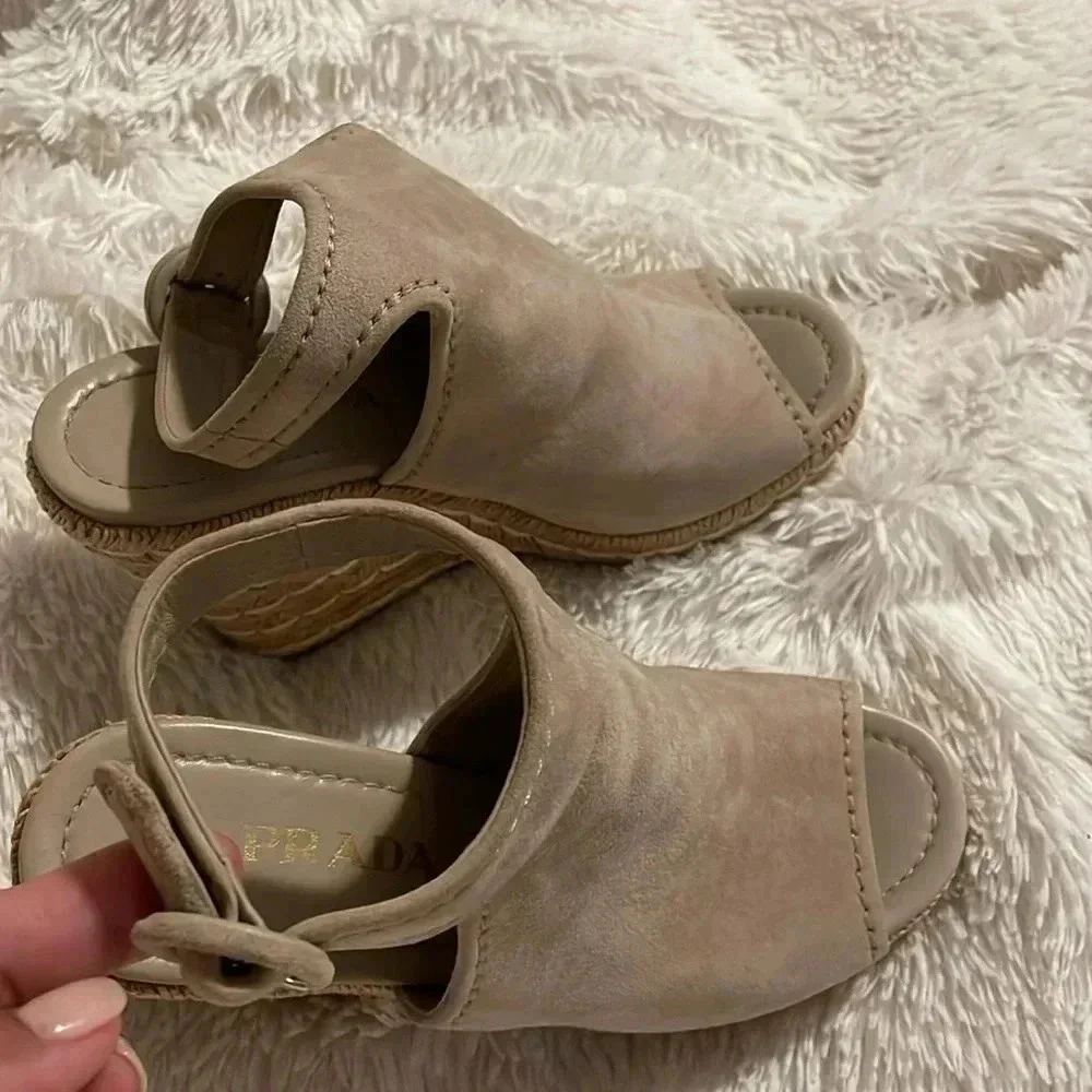Prada suede espadrille’s neutral sandals shoes